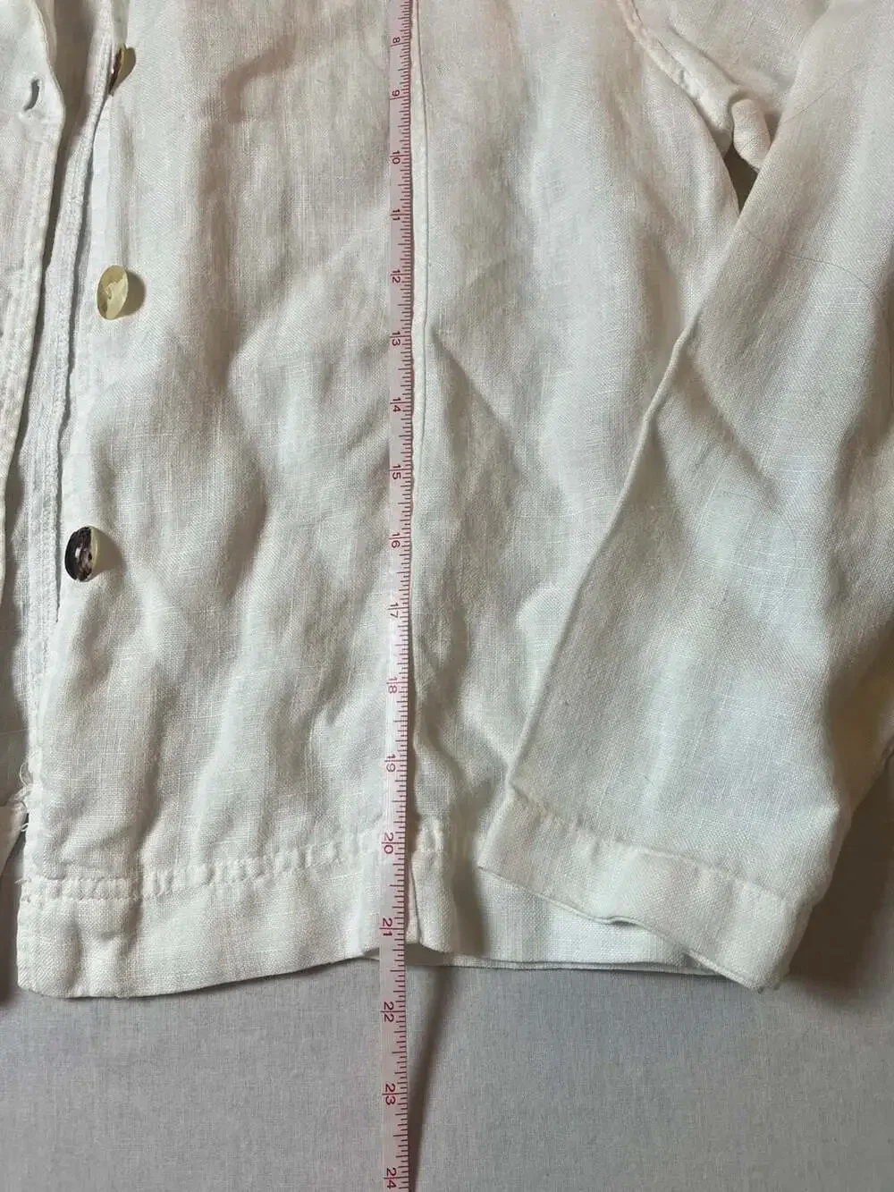 Cotton Wear White Linen Button Up Jacket Size S Vintage Made in USA